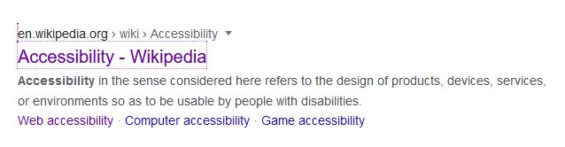 example of a focused link in a Google search result
