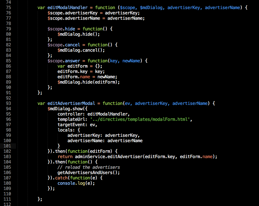 Bug snippet screenshot