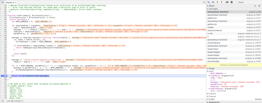 Breakpoint on error creator
